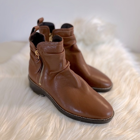 Cole Haan Shoes - Cole Haan W12835 Cognac Brown Leather Ankle Boots, Size 7B NWOT